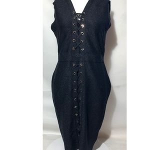 BeBe Black Lace Up Dress Size XL NWT $69.00
